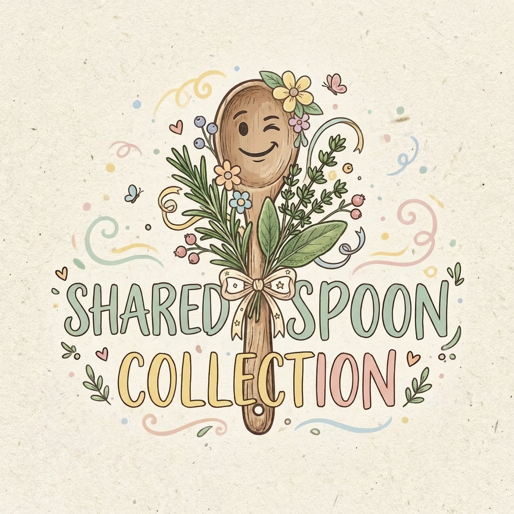 Sassy Spoon Culinary Mischief logo featuring a winking wooden spoon with fresh herbs.
